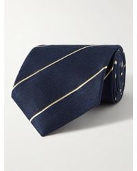 Dunhill - 9cm Striped Linen And Mulberry Silk-blend Twill Tie - Lyst