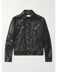Saint Laurent - Slim-fit Leather Trucker Jacket - Lyst