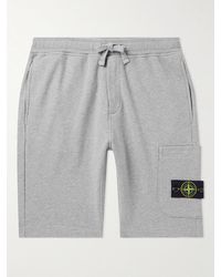Stone Island - Straight-leg Logo-appliquéd Garment-dyed Cotton-jersey Shorts - Lyst