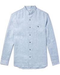 Caruso - Grandad-collar Linen Shirt - Lyst