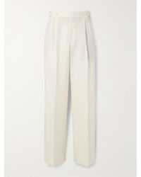STÒFFA - Straight-Leg Pleated Linen-Canvas Trousers - Lyst