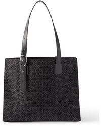 Loewe - Leather-trimmed Logo-jacquard Canvas Tote Bag - Lyst