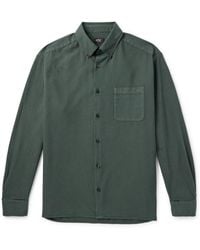 A.P.C. - Mateo Button-Down Collar Logo-Embroidered Cotton-Twill Shirt - Lyst