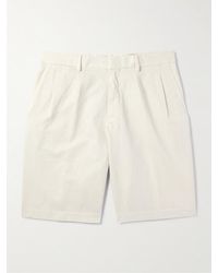 Zegna - Straight-leg Pleated Cotton And Linen-blend Twill Shorts - Lyst