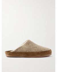 Mulo - Suede-trimmed Shearling-lined Recycled-wool Slippers - Lyst