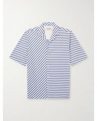 Officine Generale - Eren Camp-Collar Striped Cotton Shirt - Lyst