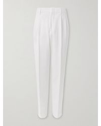 Brunello Cucinelli - Gerade geschnittene Hose aus einer Baumwoll-Leinenmischung mit Falten - Lyst