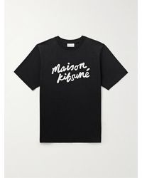 Maison Kitsuné - T-Shirt aus Baumwoll-Jersey mit Logoprint - Lyst