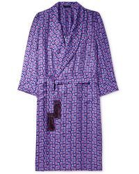 Charvet - Belted Printed Silk-twill Robe - Lyst