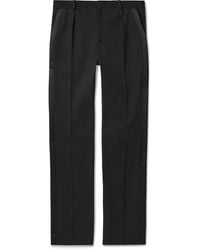 Saint Laurent - Tapered Pleated Wool Trousers - Lyst