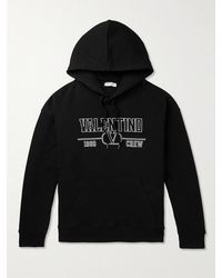 Valentino Garavani - Logo-Embroidered Cotton-Jersey Hoodie - Lyst
