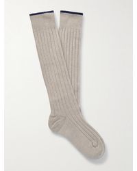 Brunello Cucinelli - Ribbed Virgin Wool-Blend Socks - Lyst
