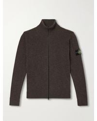 Stone Island - Logo-Appliquéd Virgin Wool Zip-Up Cardigan - Lyst