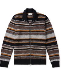 MR P. - Striped Virgin Wool And Alpaca-blend Jacquard Zip-up Cardigan - Lyst