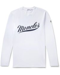 Moncler - Logo-embroidered Cotton-jersey T-shirt - Lyst
