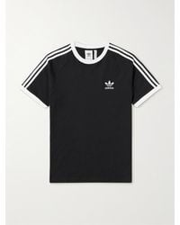 adidas Originals - T-Shirt aus Baumwoll-Jersey mit Streifen und Logostickerei - Lyst