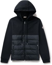 Moncler - Logo-appliquéd Panelled Cotton-jersey And Quilted Shell Down Zip-up Hoodie - Lyst