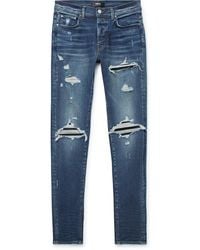 Amiri - Mx1 Skinny-fit Panelled Distressed Jeans - Lyst