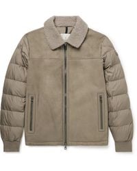 Moncler - Jumeaux Logo-appliquéd Shearling And Leather-trimmed Suede And Quilted Shell Down Jacket - Lyst
