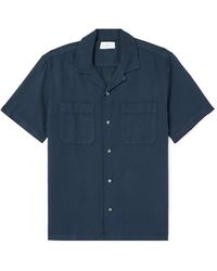MR P. - Michael Convertible-collar Garment-dyed Cotton And Linen-blend Twill Shirt - Lyst
