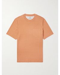 Brunello Cucinelli - T-Shirt aus Jersey aus einer Leinen-Baumwollmischung - Lyst