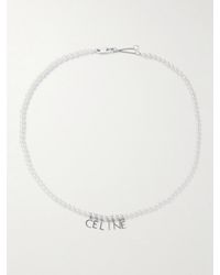 Celine - Silver-Tone Faux Pearl Necklace - Lyst