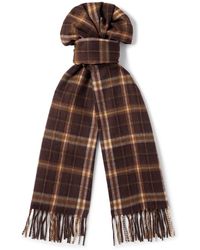 Celine - Checked Fringed Cashmere Scarf - Lyst