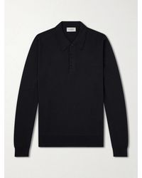 John Smedley - Caverhill Knitted Merino Wool Polo Shirt - Lyst