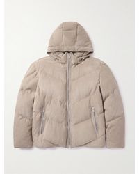 Brunello Cucinelli - Daunenjacke aus gestepptem Veloursleder mit Kapuze - Lyst