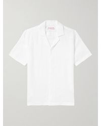 Orlebar Brown - Maitan Embroidered Camp-collar Linen Shirt - Lyst