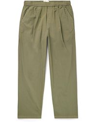 Folk - Straight-Leg Pleated Garment-Dyed Stretch-Cotton Poplin Trousers - Lyst