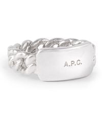 A.P.C. - Darwin Logo-engraved Silver-coated Ring - Lyst