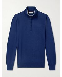 Brunello Cucinelli - Cotton And Cashmere-Blend Half-Zip Sweater - Lyst
