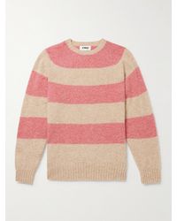YMC Suedehead Striped Wool Jumper - Pink