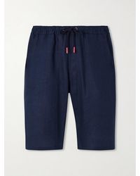 Kiton - Drawstring Linen Straight-Leg Shorts - Lyst