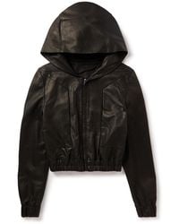 Rick Owens - Slim-fit Leather Hooded Bomber Jacket - Lyst
