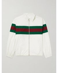 Gucci - Shell-trimmed Logo-print Cotton-poplin Blouson Jacket - Lyst