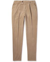 Brunello Cucinelli - Slim-fit Straight-leg Pleated Garment-dyed Cotton-corduroy Trousers - Lyst