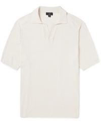 Dunhill - Ribbed Mulberry Silk And Cotton-blend Polo Shirt - Lyst