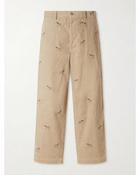 Polo Ralph Lauren - Straight-leg Embroidered Cotton-corduroy Trousers - Lyst