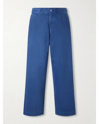 A.PRESSE - Straight-Leg Cotton-Twill Trousers - Lyst