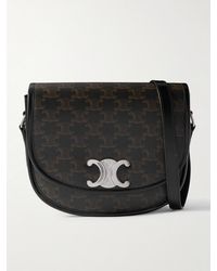 Celine - Besace Triomphe Medium Leather-Trimmed Logo-Print Coated-Canvas Messenger Bag - Lyst