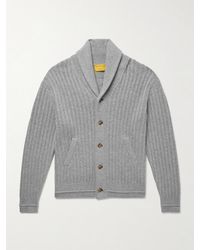 Guest In Residence - Varsity Cardigan aus einer Woll-Kaschmirmischung in Rippstrick mit Schalkragen - Lyst