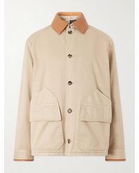 Loewe - Paula's Ibiza Leather-Trimmed Cotton-Twill Blouson Jacket - Lyst