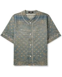 Amiri - Bandana-jacquard Denim Baseball Shirt - Lyst