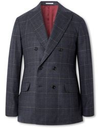 Brunello Cucinelli - Checked Double-breasted Cashmere And Virgin Wool-blend Suit Jacket - Lyst
