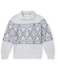Brunello Cucinelli - Argyle Wool, Silk And Cashmere Cardigan - Lyst