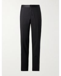 Canali - Straight-leg Satin-trimmed Wool And Mohair-blend Tuxedo Trousers - Lyst