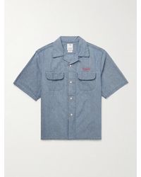 Visvim - Keesey Convertible-Collar Logo-Embroidered Cotton And Silk-Blend Chambray Shirt - Lyst