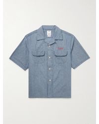 Visvim - Keesey Hemd aus Chambray aus einer Baumwoll-Seidenmischung mit wandelbarem Kragen und Logostickerei - Lyst